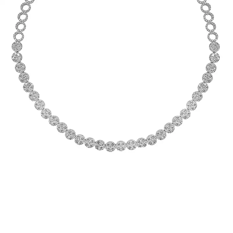 Contemporary Tennis Day Wear Diamond Necklace & Earrings